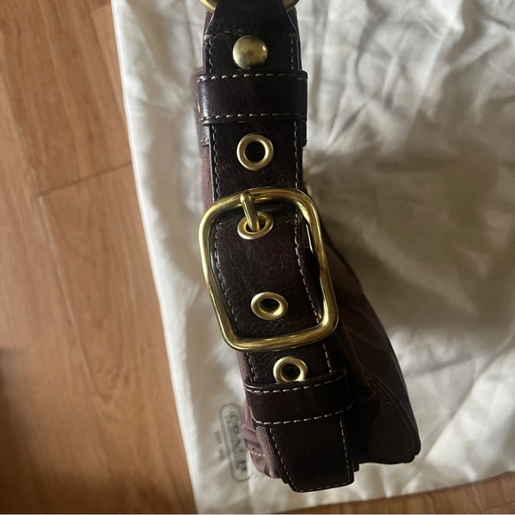 COACH Chocolate Brown Monogram Shoulder Bag - Picture 5 of 13